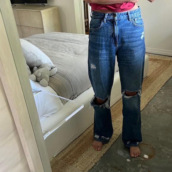 Zara Oversized distressed wide leg jeans - Picture 7 of 8